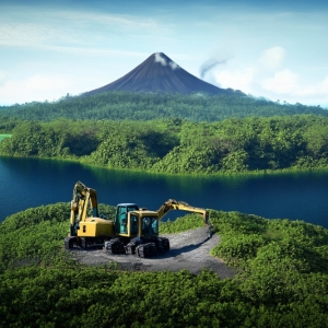 Several popular excavator brands